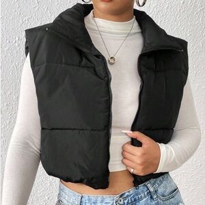 SHEIN EZWear Black Cropped Puffer Vest